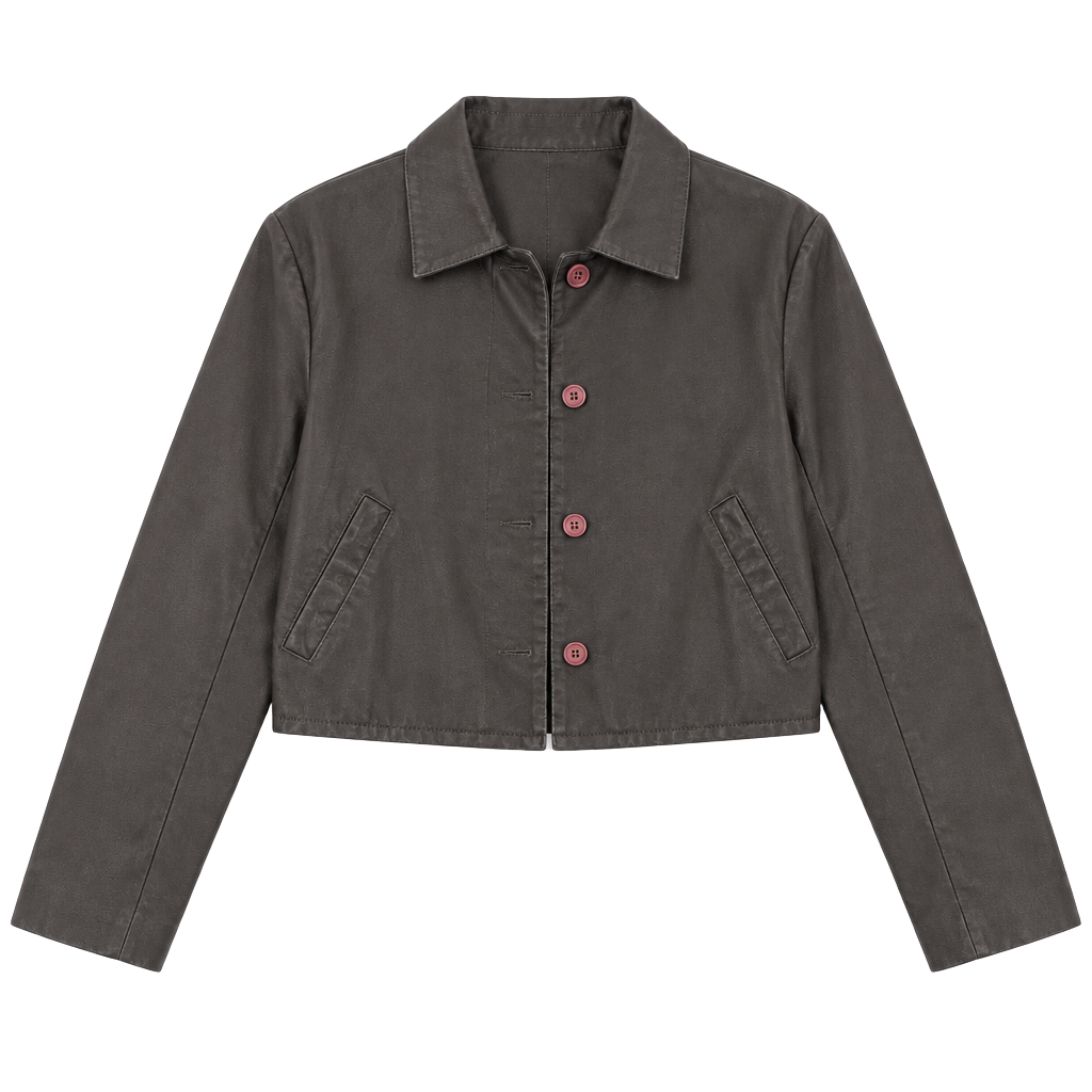 Vintage Brown Leather Cropped Jacket 1