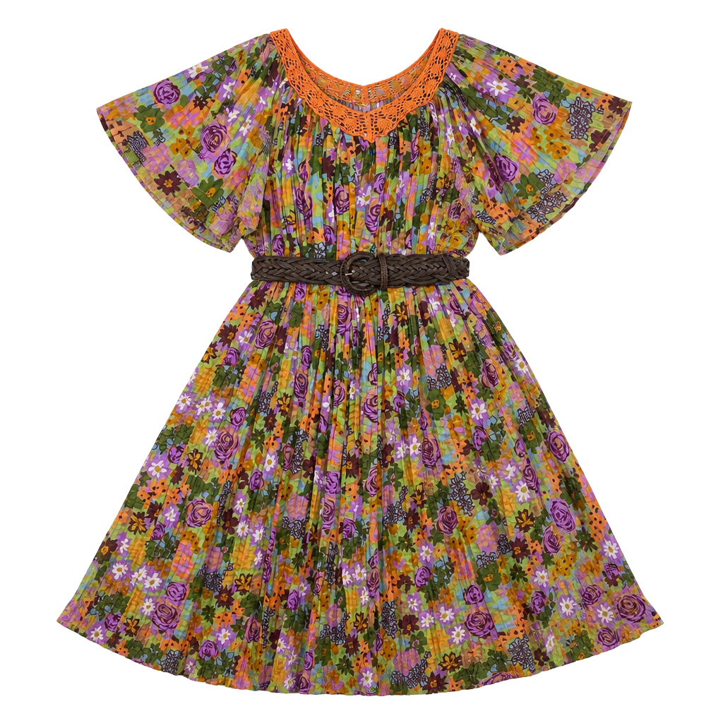 Vintage Groovy Floral Midi Dress 1