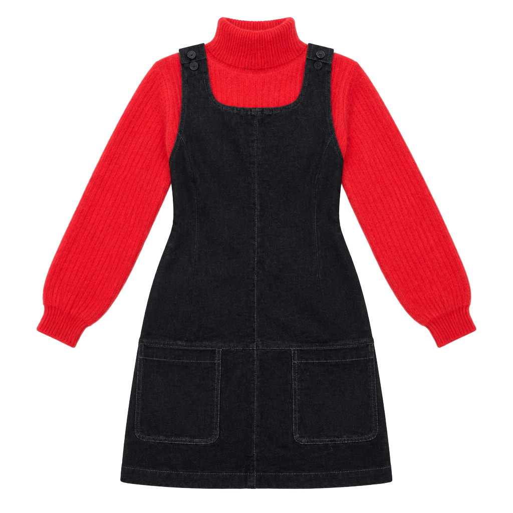 Vintage Black Suede Jumper Dress 1
