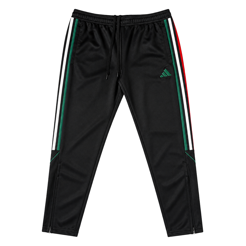 Adidas Aeroready Tiro Track Pants Black with Green White and Red Stripes 1