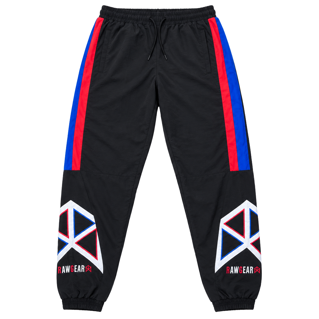 Rawgear Los Angeles Track Pants Size L Black Red Blue Graphic 1