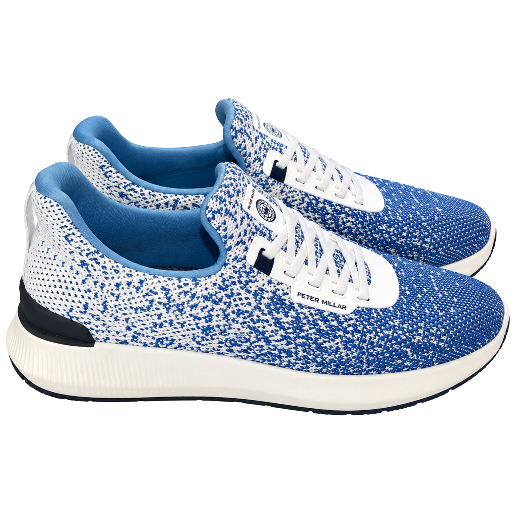 Womans Peter Millar Hyperlight Apollo Knit Sneakers Blue White size 7 1