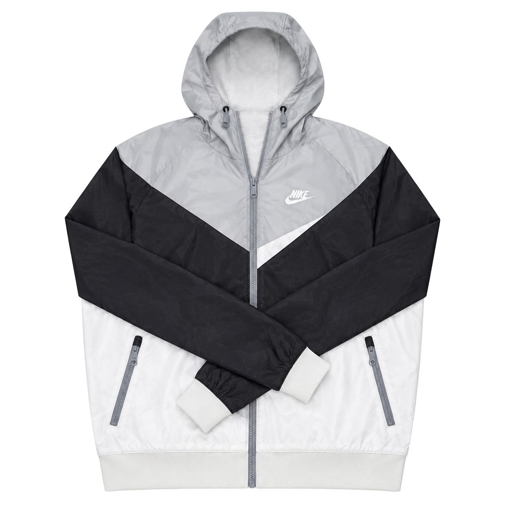 Mens Nike Windbreaker Jacket Size small White Black Hooded Windbreaker 1