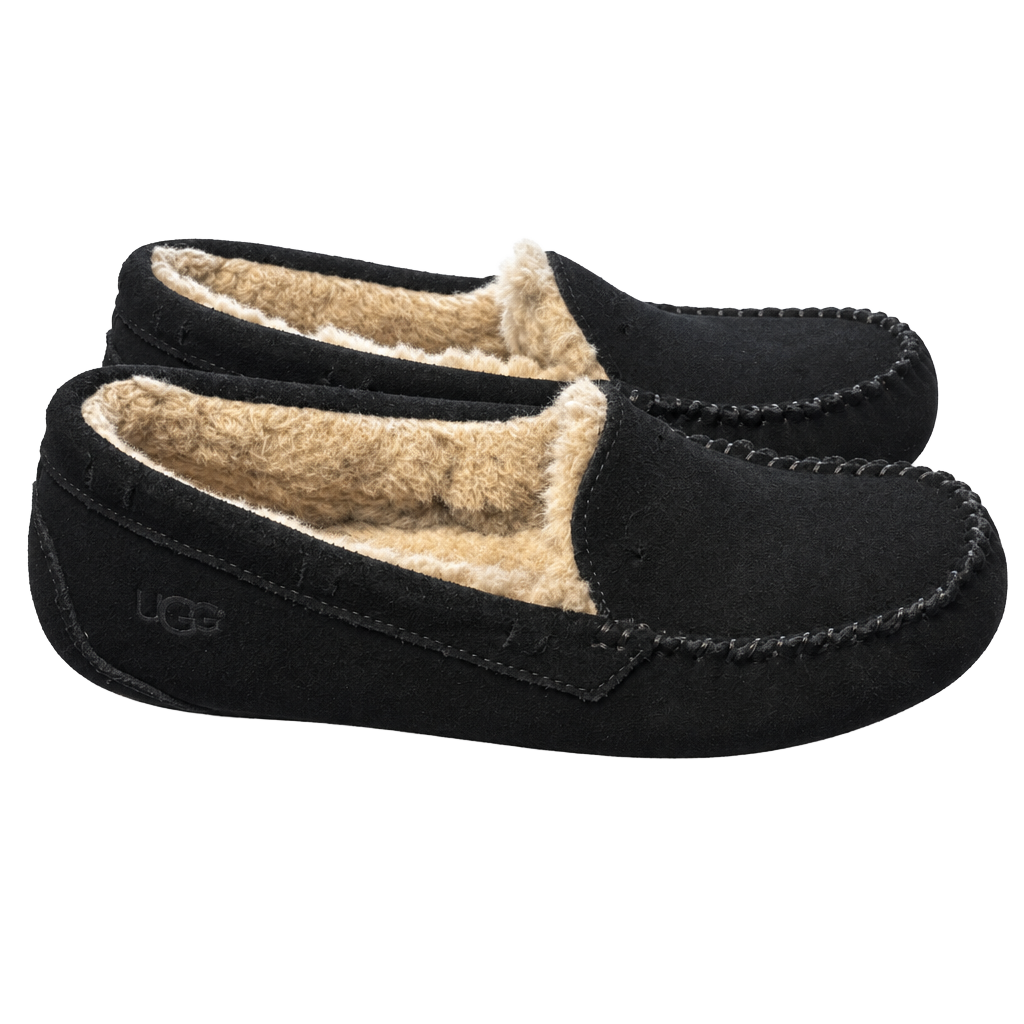 Woman’s Ugg Ansley Suede Slipper Black size 8 1