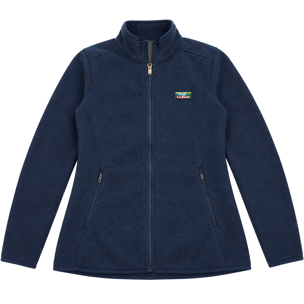 Woman’s LL Bean Sweater Fleece Full Zip Jacket Blue size large 1