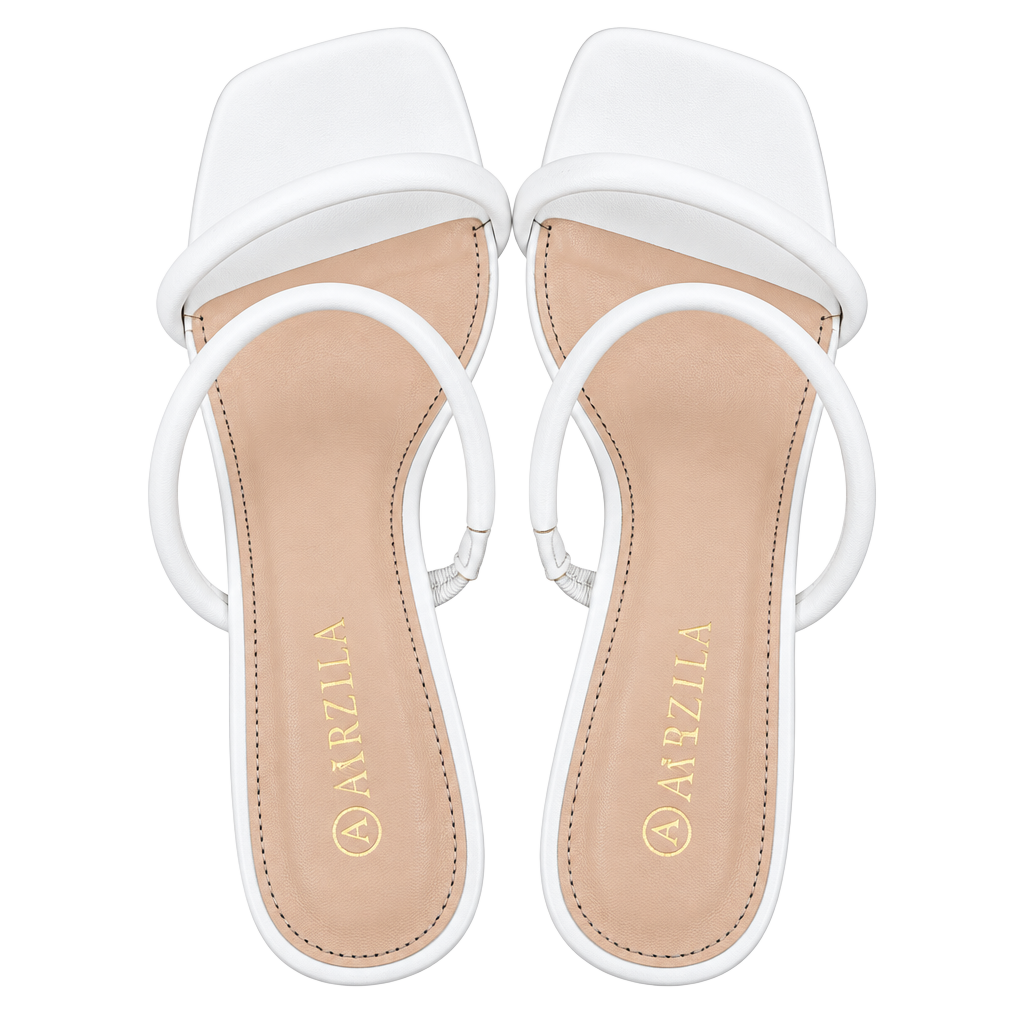Avidlove Heeled Sandals Size 7 White Strappy Square Toe 1