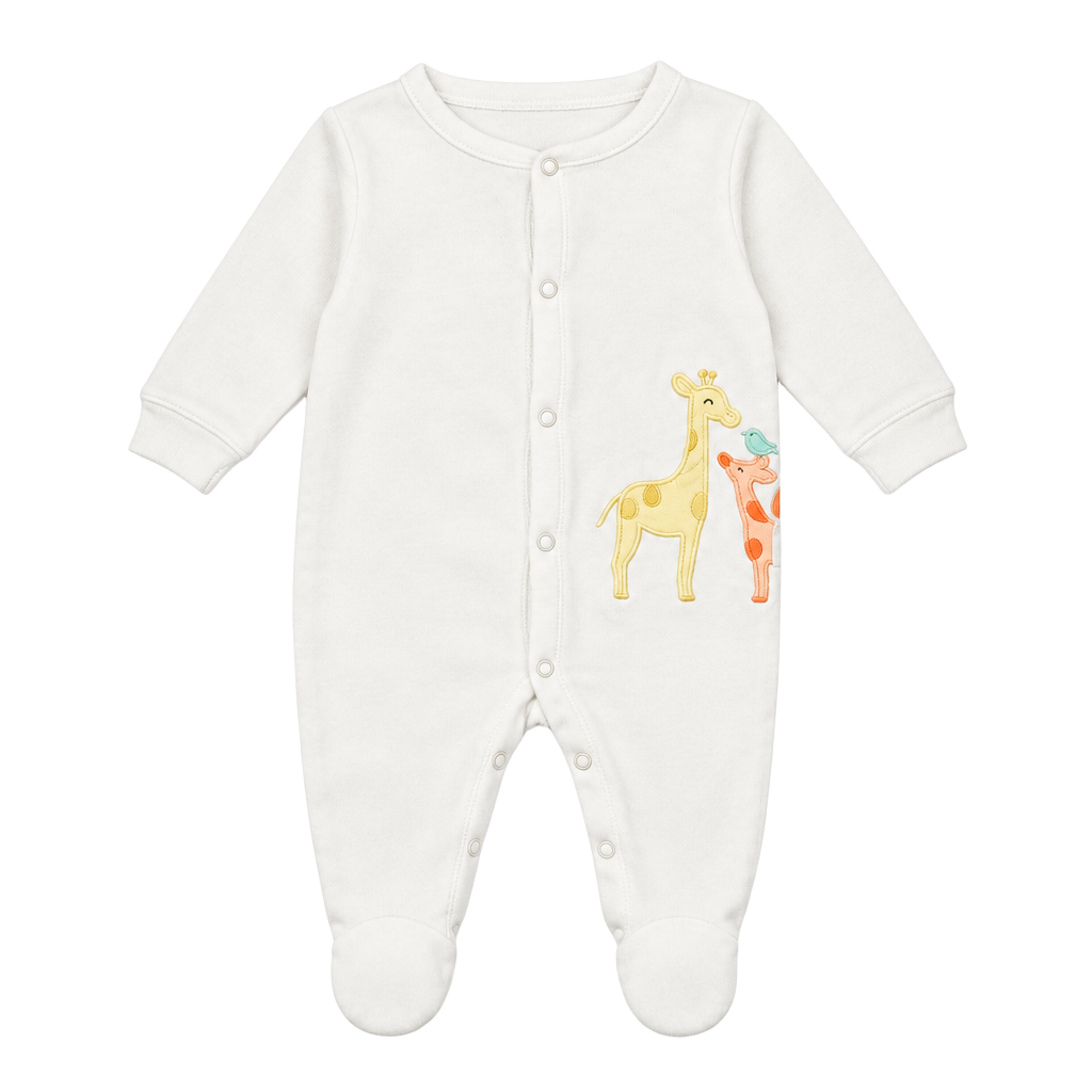 Carters Sleep and Play Footie Size 9 Months White Giraffe Applique 1