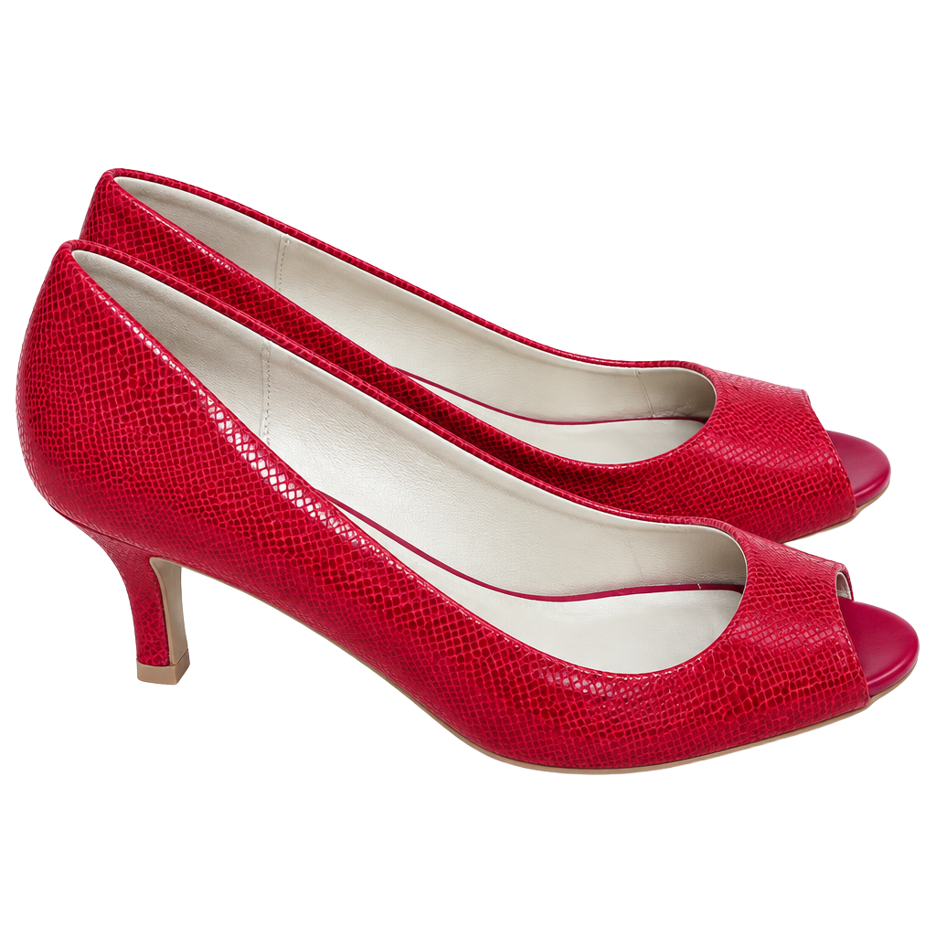 Karen Scott Mory Open Toe Pumps Red Textured 1