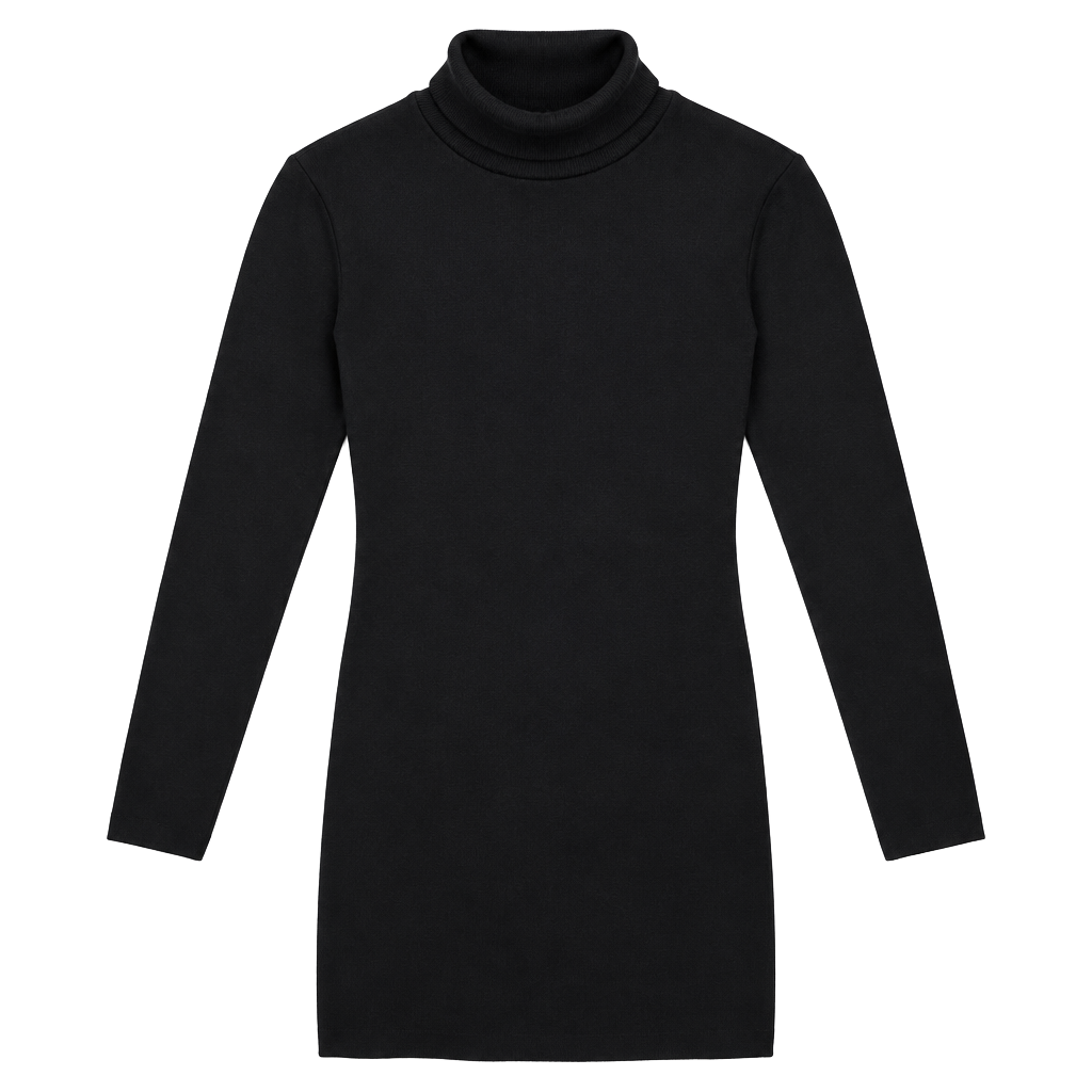Unbranded Long Sleeve Turtleneck Dress Size M Black 1