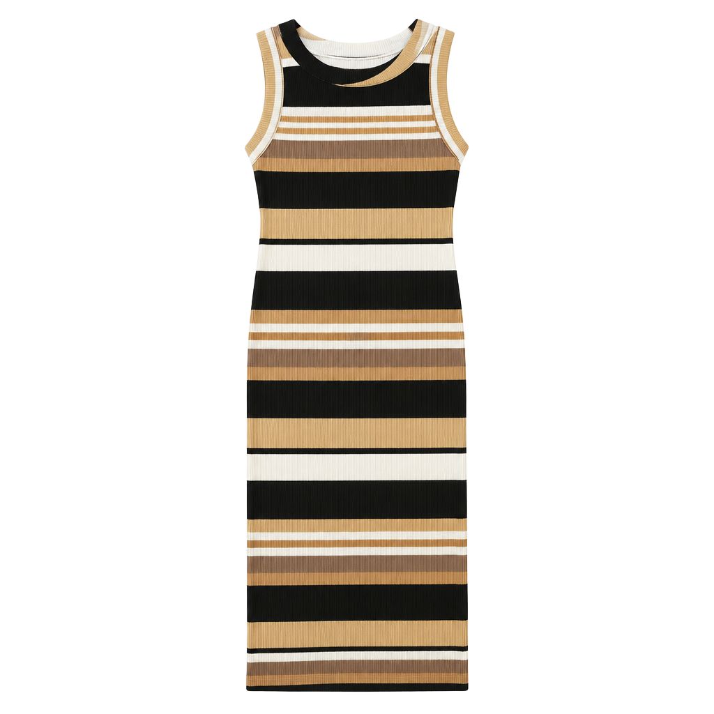 No Boundaries Striped Racerback Dress Size S (3-5) Brown Black White 1