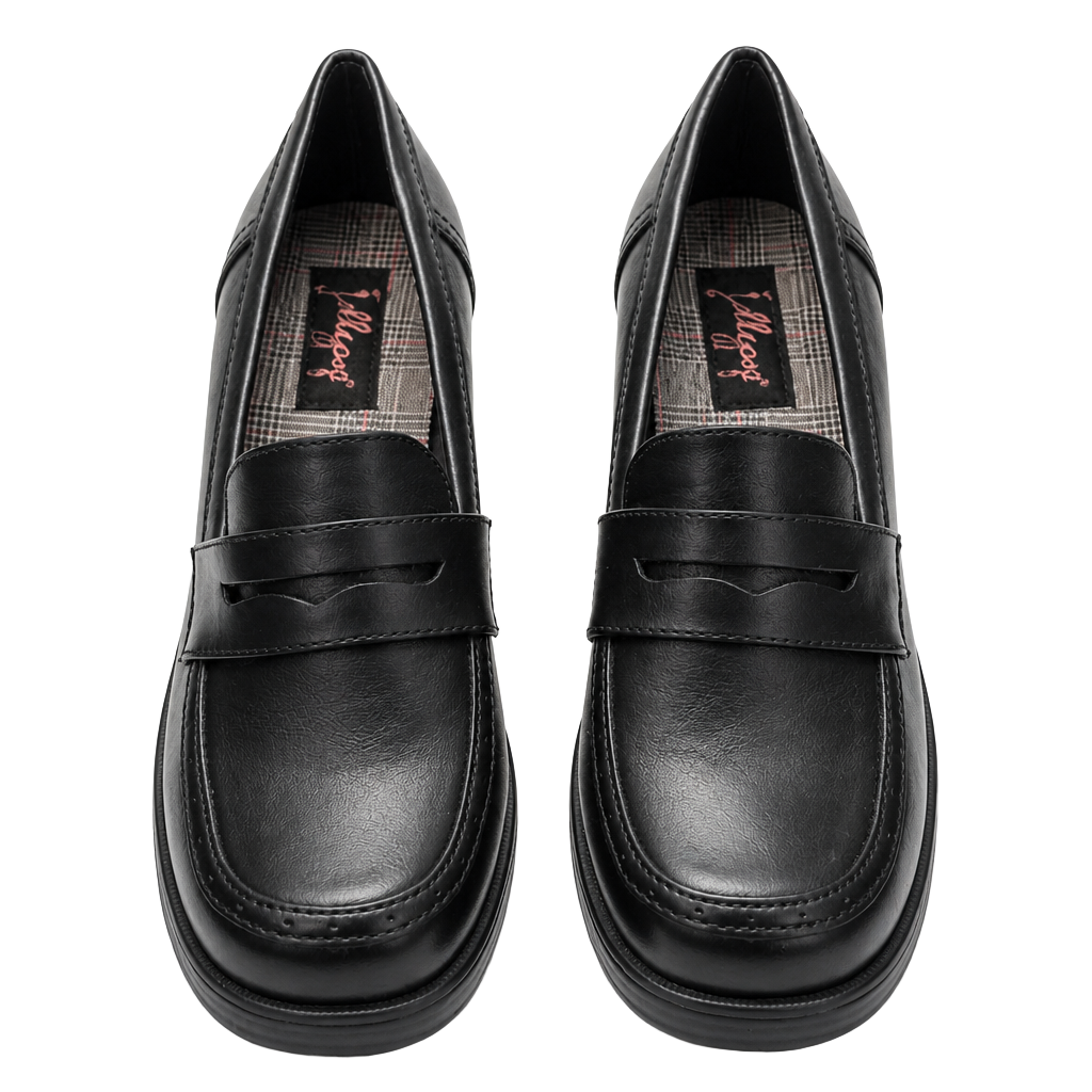 Women’s Black Jellypop Penny Loafers Chunky Platform Heels Preppy Y2K Career Shoes size 10 1