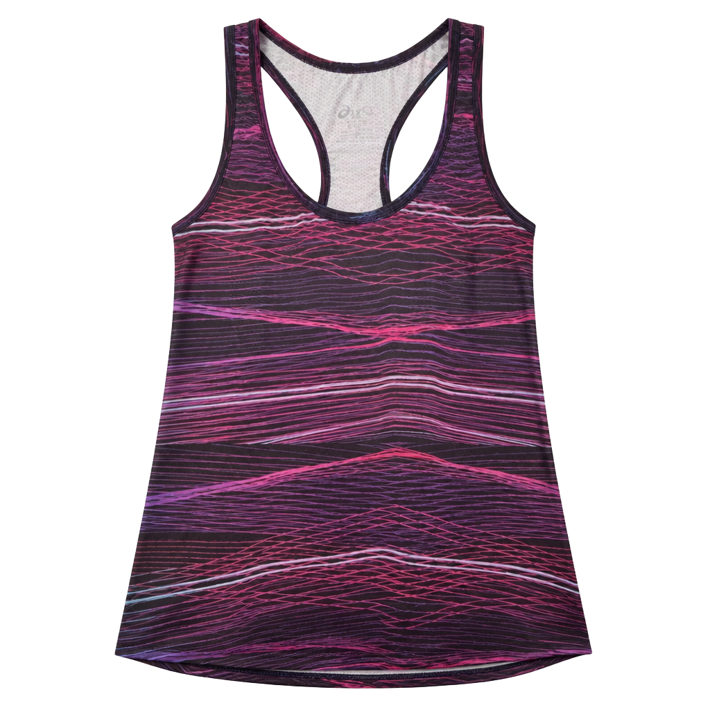 Asics Tank Top Purple Pink Striped Athletic Racerback Size L 1