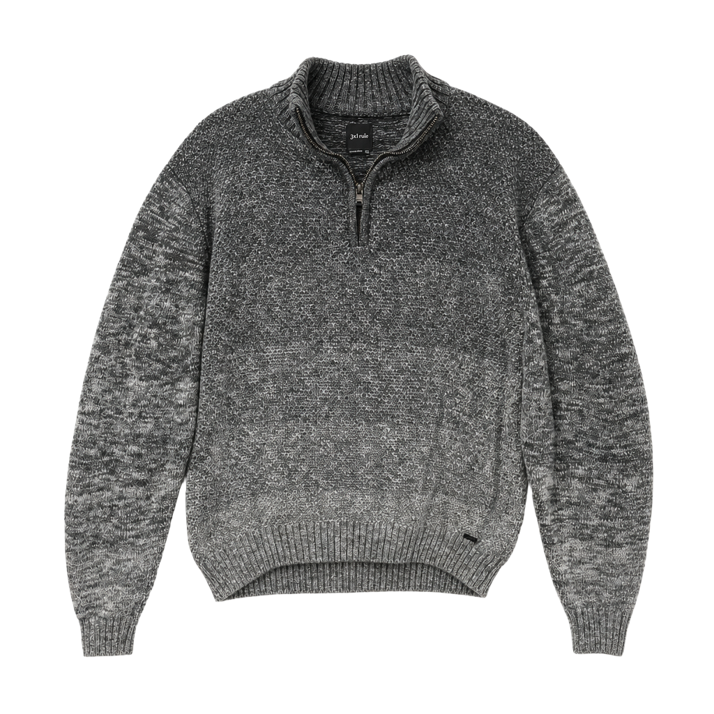 JB Holt Men's Grey Ombre Marled Cotton Quarter Zip Sweater XL 1