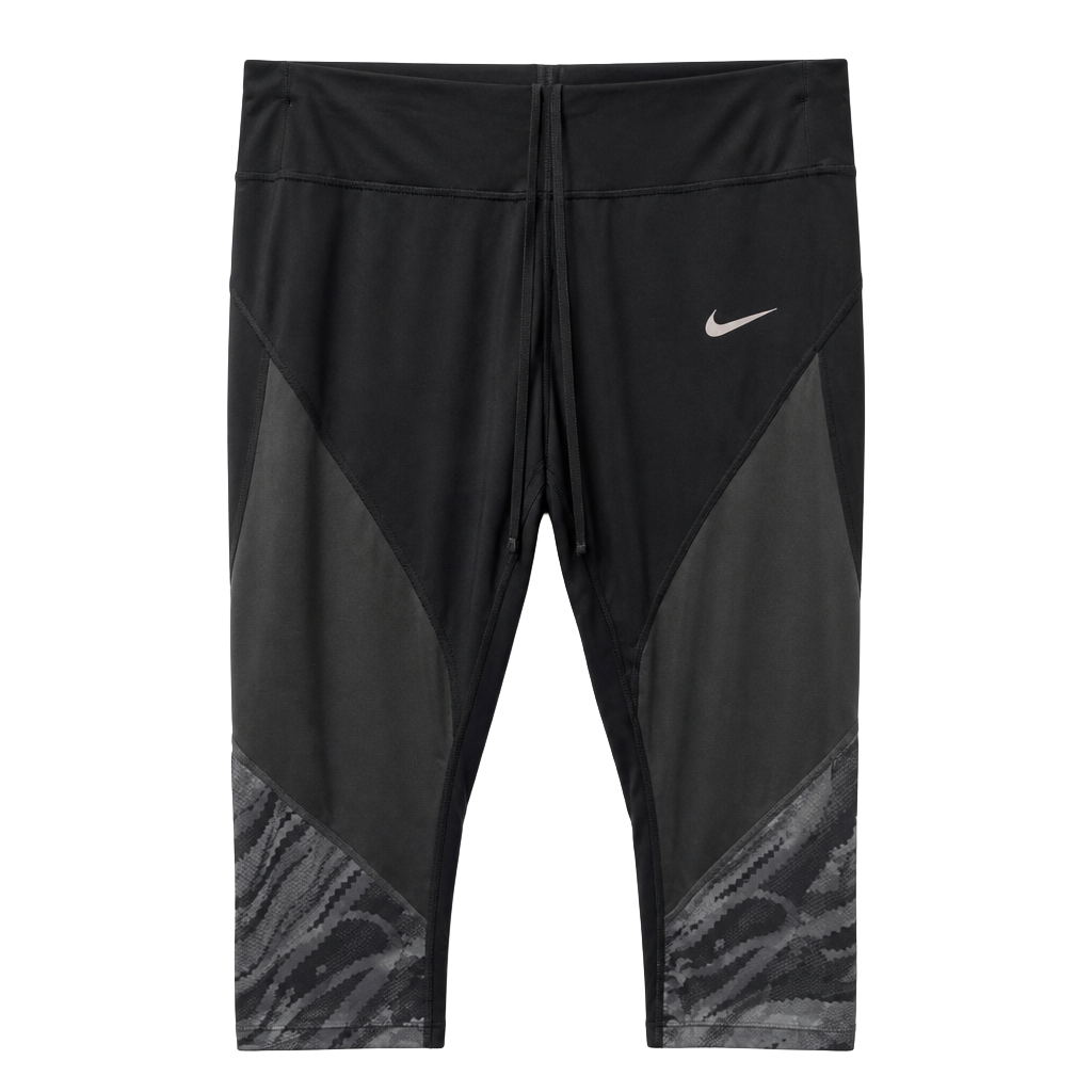 Women’s Nike Dri-FIT Cropped Leggings Black Gray Print Size L 1