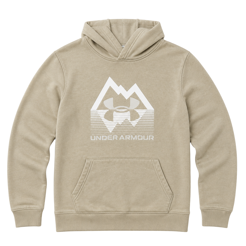 Under Armour Mountain Graphic Hoodie Sweatshirt Beige Youth Size Medium 1