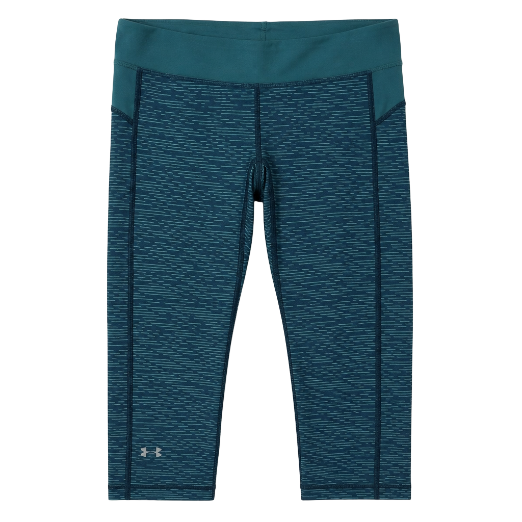 Under Armour Capri Leggings Blue Patterned Activewear Size M 1