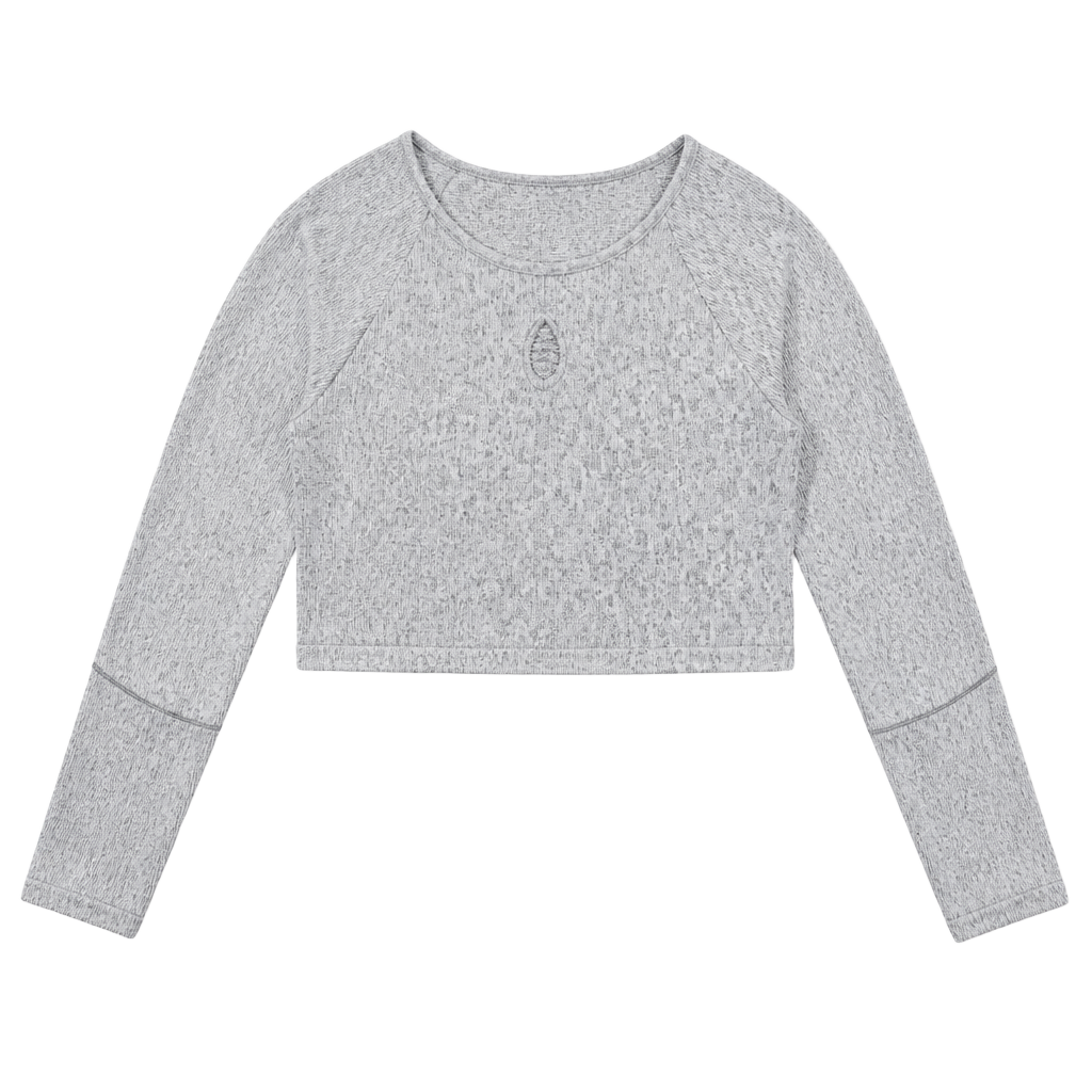 Gymshark Fleur texture long sleeve crop top Size:... 1
