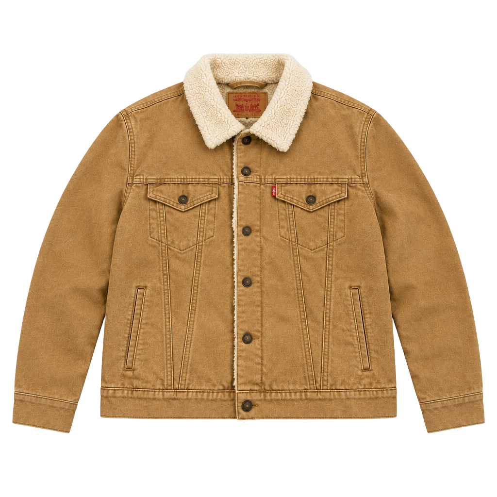 Levi's Type 3 Sherpa Trucker Jacket Size L Brown Canvas 1