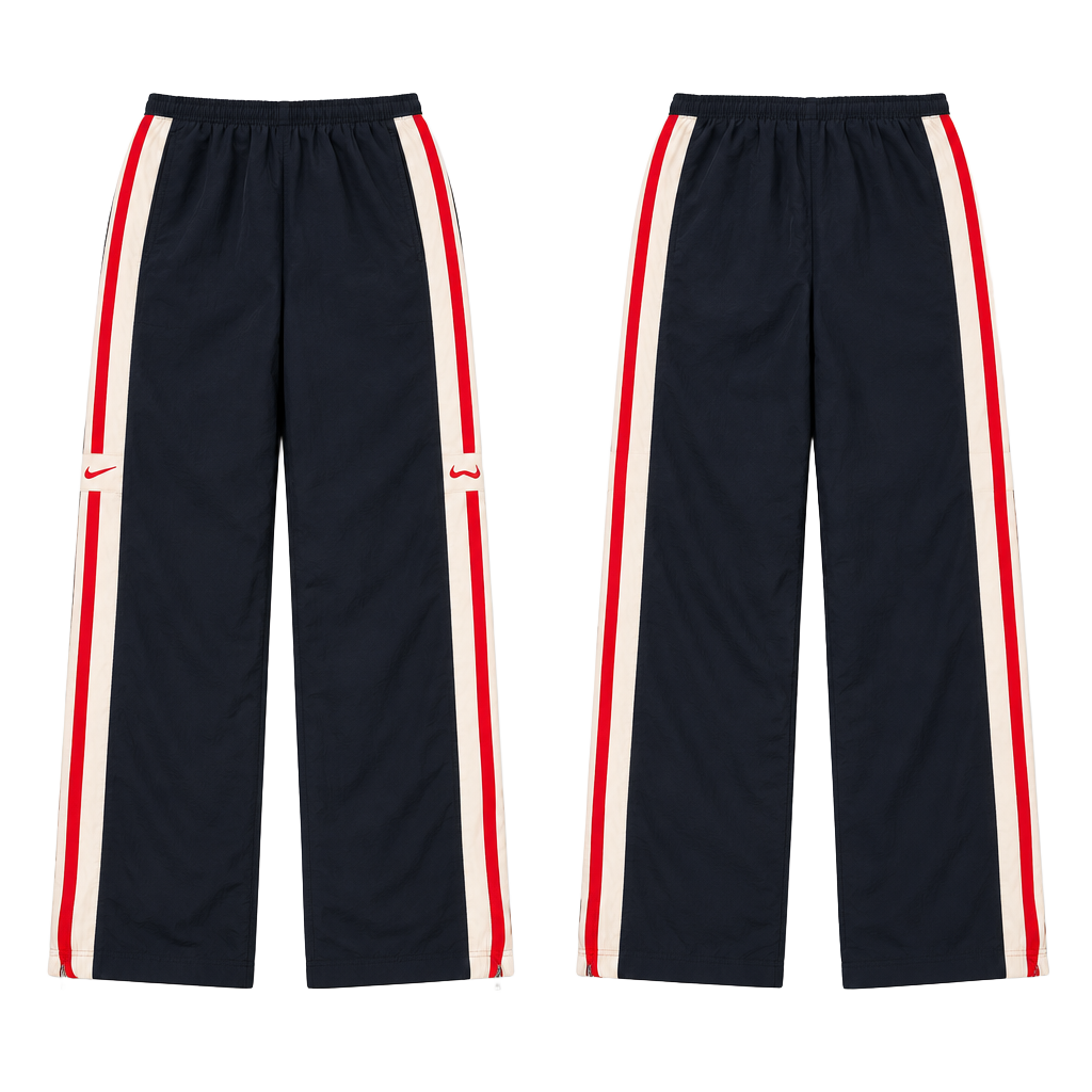 Vintage Nike Track Pants Navy Blue With Red And Cream Side Stripes 1
