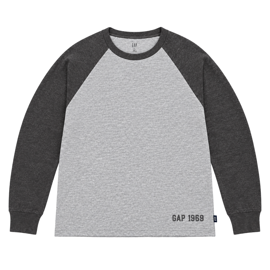 Gap 1969 Raglan Long Sleeve T-Shirt Gray Dark Gray 1