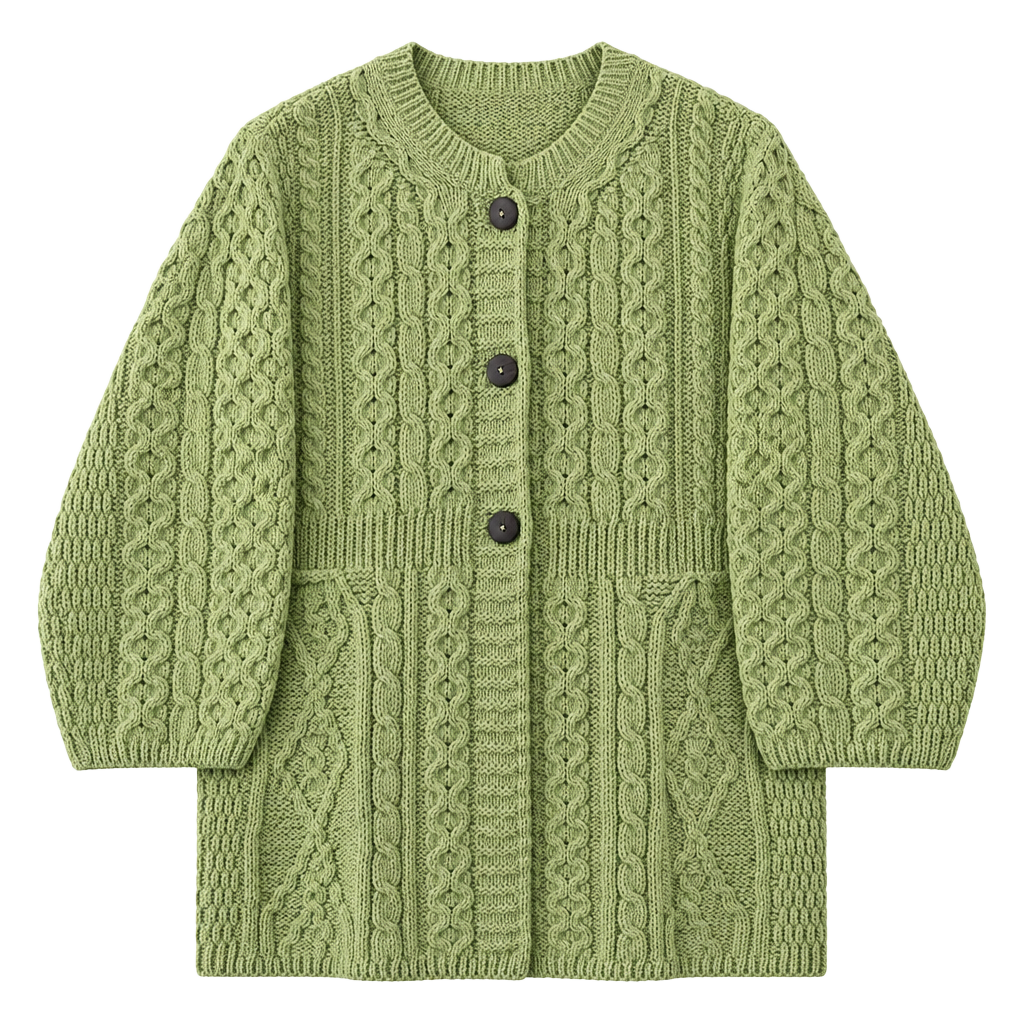 Kilronan Knitwear Cardigan Sweater Green Merino Wool Ireland 1