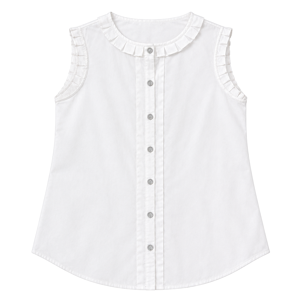 Brooks Brothers Red Fleece Sleeveless Ruffle Blouse Size 6 1