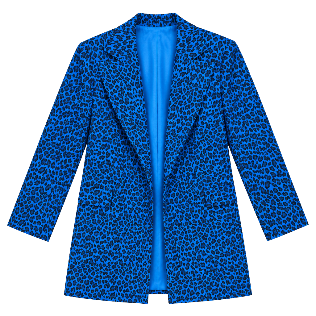 DG2 By Diane Gilman Blazer Size M Blue Leopard Print 1
