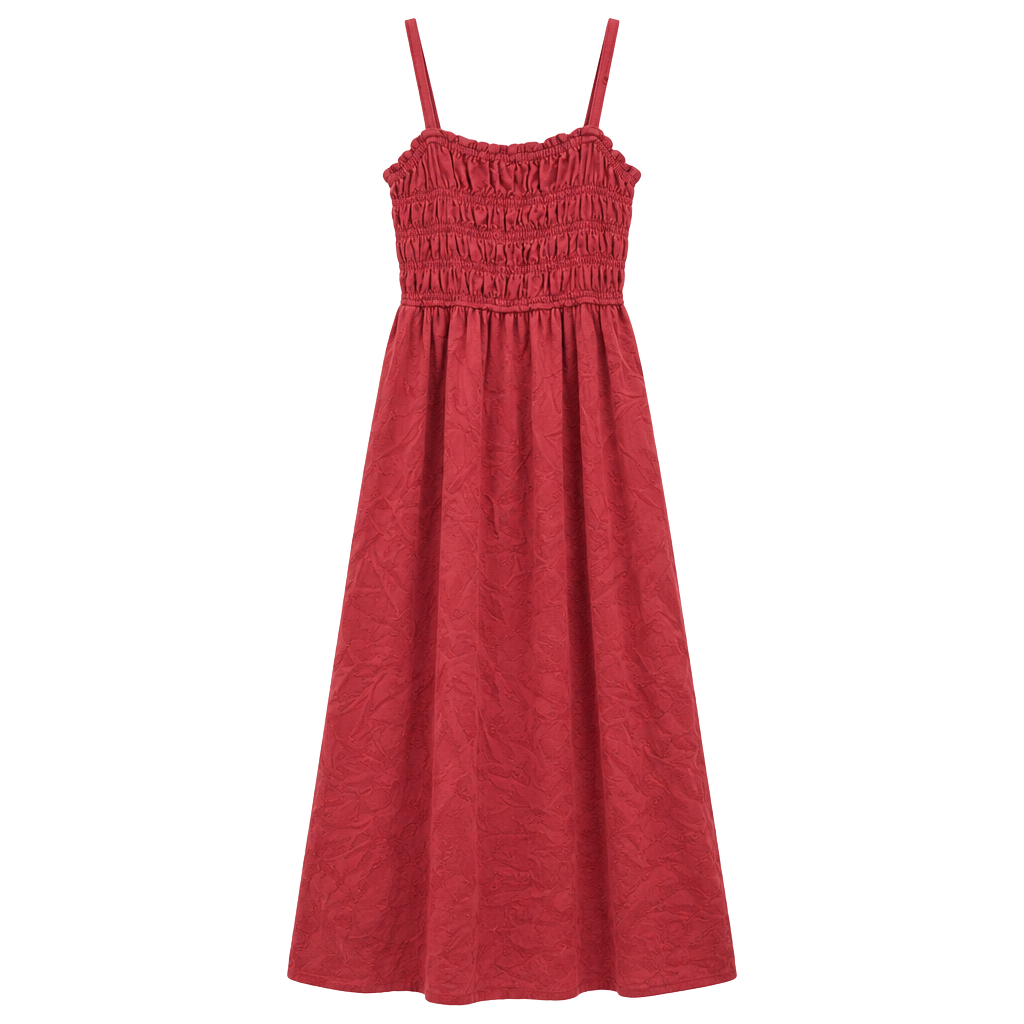 Old Navy Smocked Maxi Dress Size M Red Strappy Sleeveless 1
