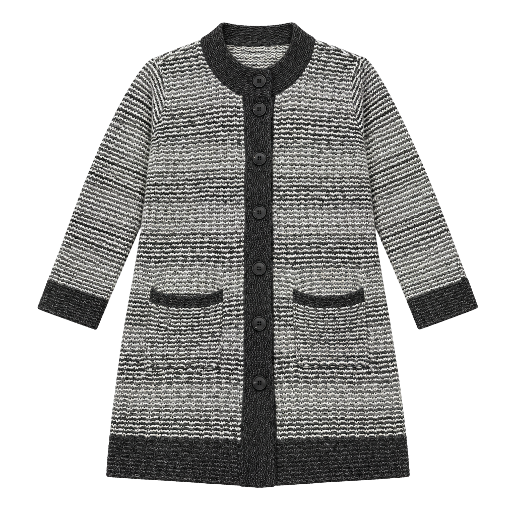 Coldwater Creek Long Cardigan Sweater Size M Grey White Knit 1