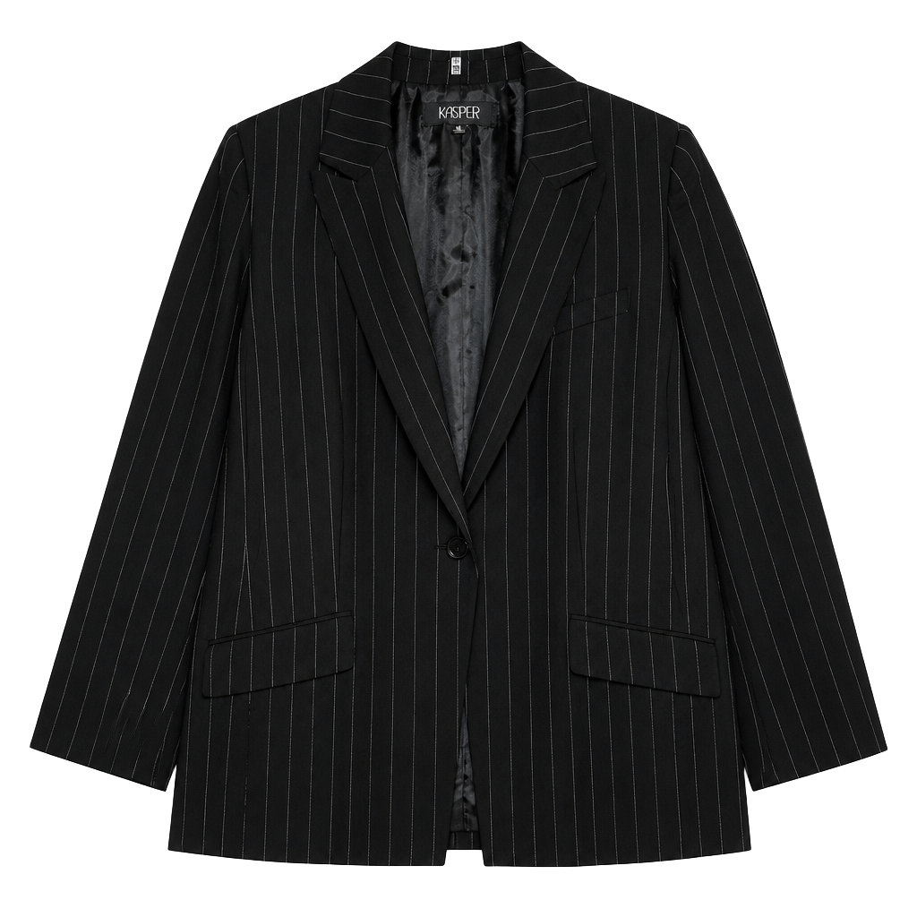 Kasper Women's Black Pinstripe Fully Lined Suit Blazer Jacket Size 16 1