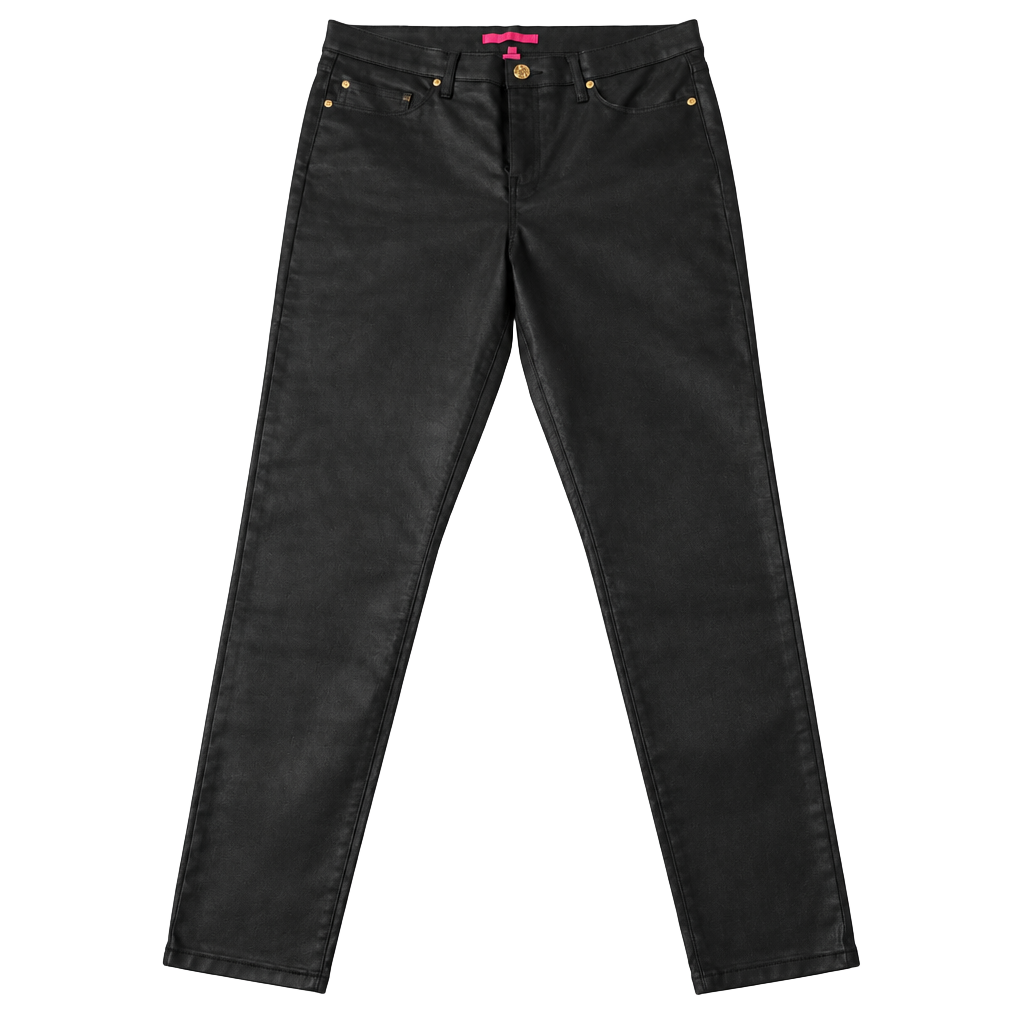 Lilly Pulitzer Eagan High Rise Stretch Coated Denim Jeans in Black Size 14 1