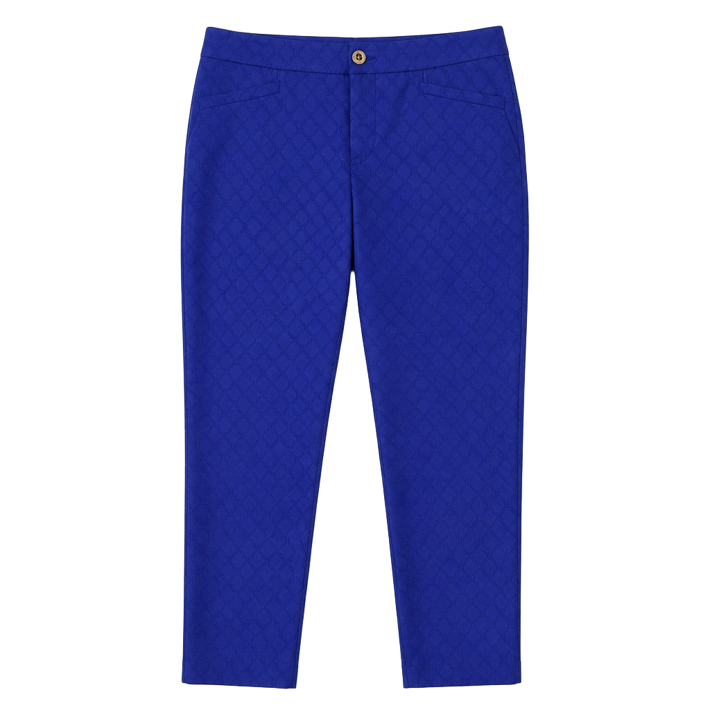 Lilly Pulitzer Kelly Skinny Ankle Pants in Royal Blue Quatrefoil Jacquard 1
