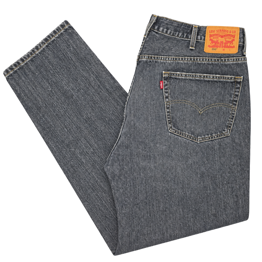 Levi's 550 Relaxed Fit straight leg Jeans Black wash Denim Size mens 44x34 1