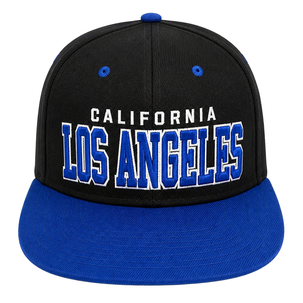 Vintage Los Angeles California Two Tone Snapback Hat Black Royal Blue 1