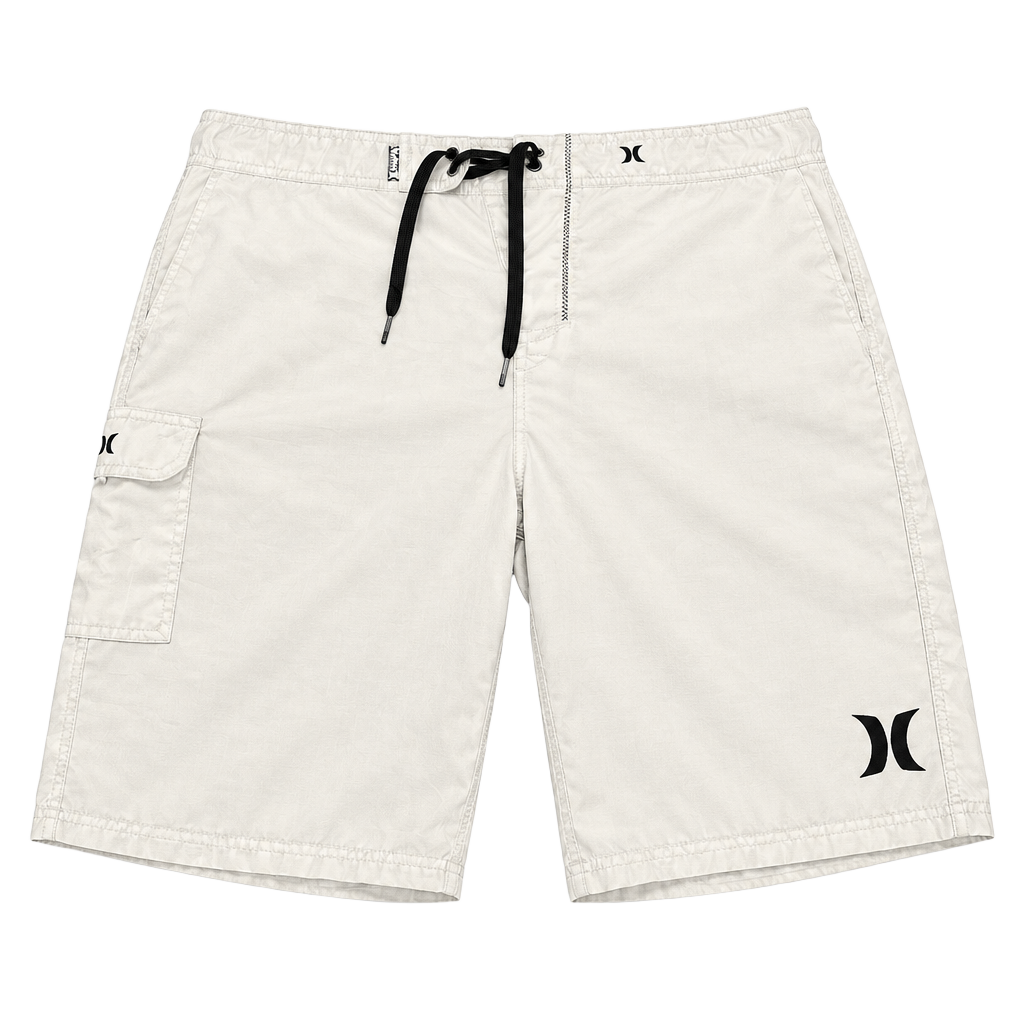 Hurley Board Shorts Size 36 White Swim Trunks Cargo Pocket 1