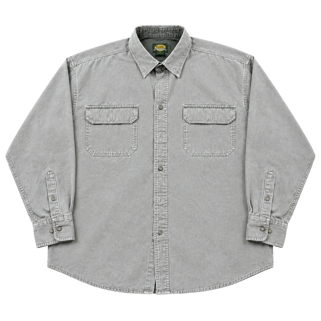 Cabela's Work Shirt Size XL Reg Grey Long Sleeve Button Down Canvas 1