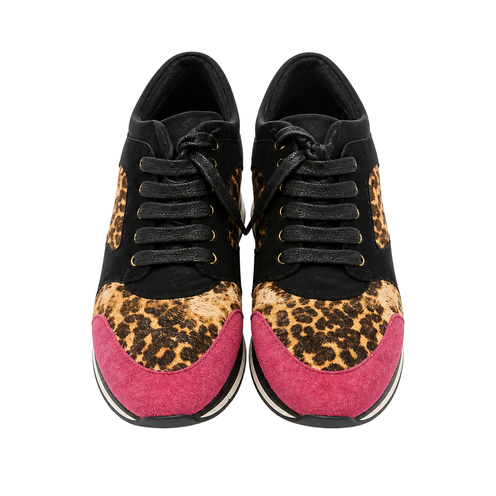 Salvatore Ferragamo Leopard Print Suede and Fabric Low Top Sneakers 1
