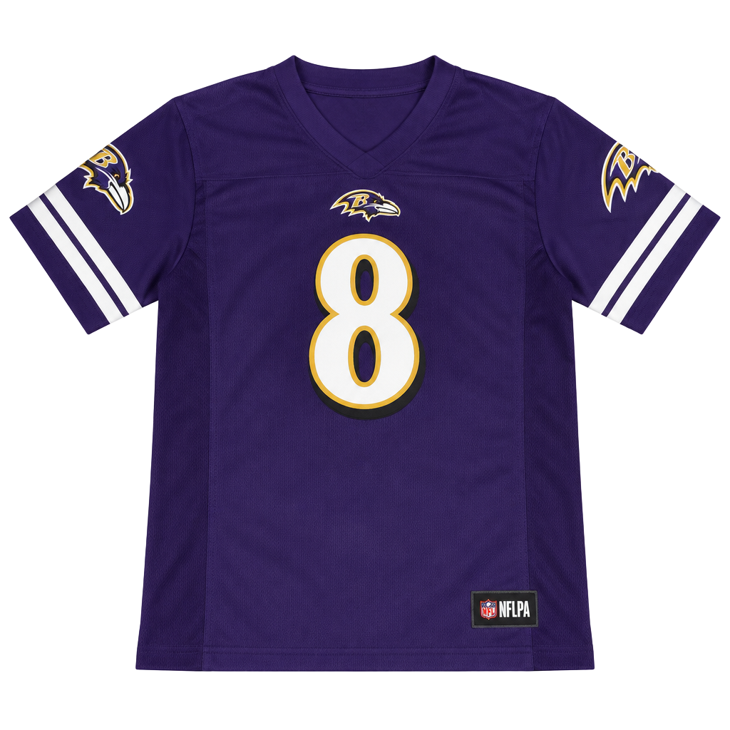 NFL Team Apparel Baltimore Ravens Lamar Jackson #8 Jersey Size L Purple 1