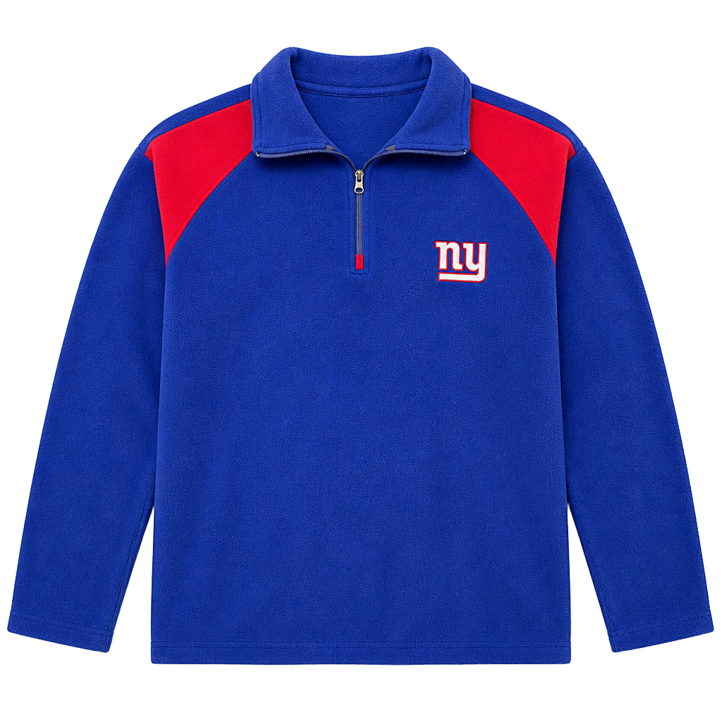 NFL Team Apparel New York Giants 1/4 Zip Fleece Size Large Blue 1
