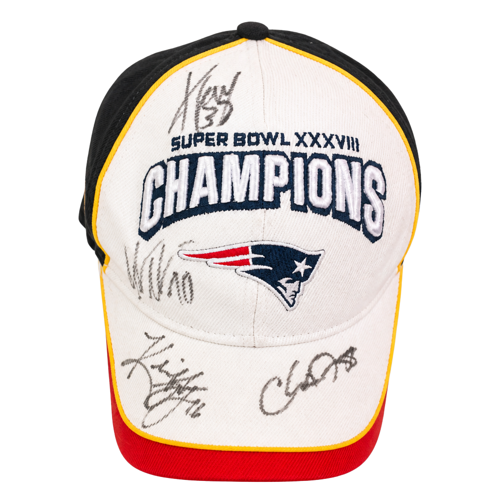 NFL New England Patriots Super Bowl XXXVIII Champions Autographed Hat 1