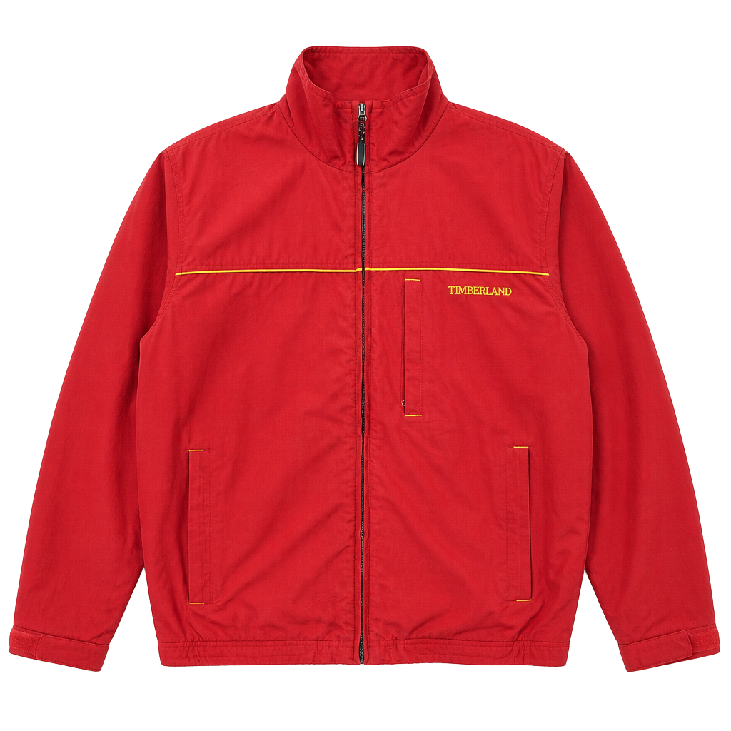 Timberland Weathergear Jacket Size XL Red Full Zip Windbreaker 1