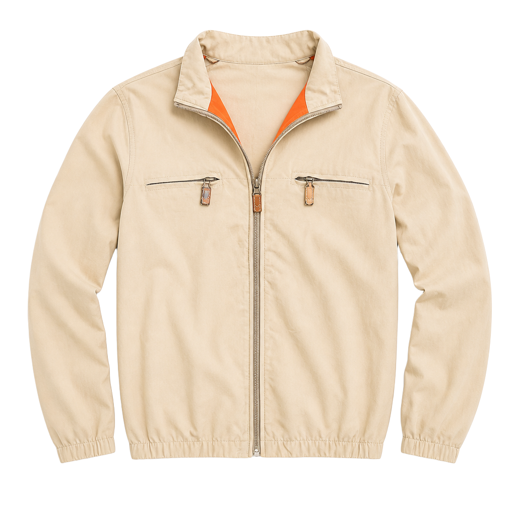 Michael Michael Kors Jacket Size M Beige Orange Full Zip Windbreaker 1