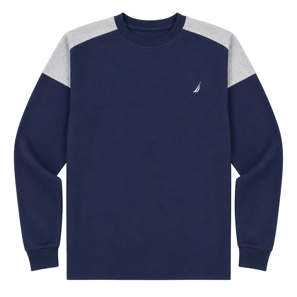 Nautica Fleece Sweatshirt Size L Blue Gray Pullover Crewneck 1
