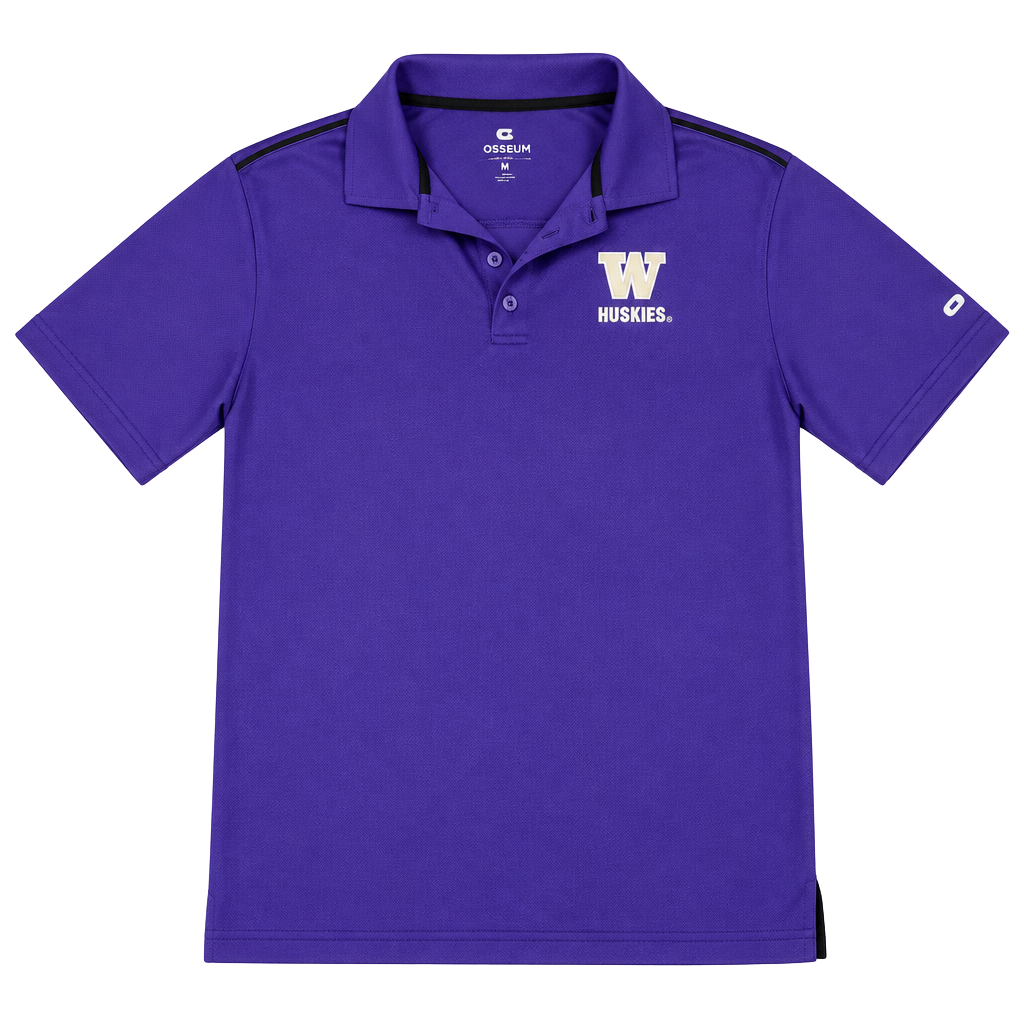 Colosseum Washington Huskies Polo Size S Purple Short Sleeve 1