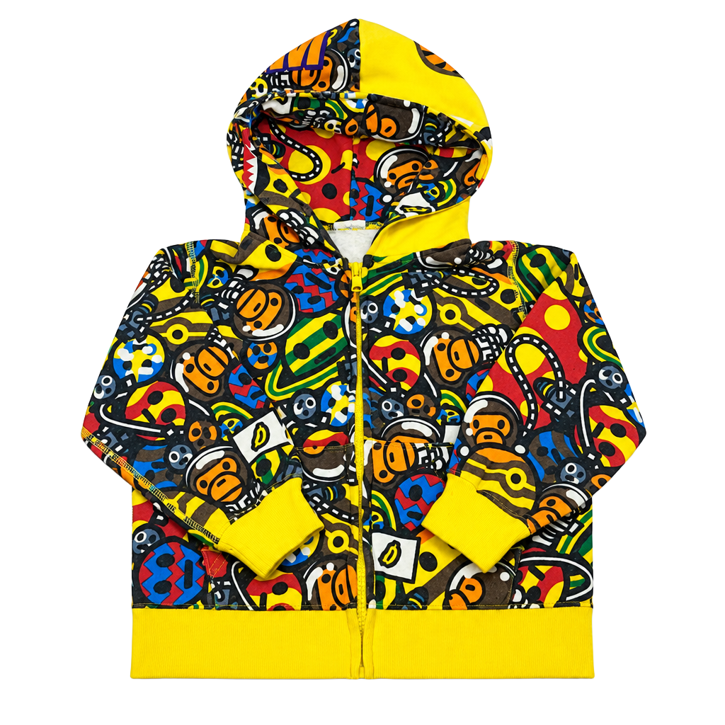 Bape Kids Multi-Milo Friends Shark Full Zip Hoodie Size 110 1