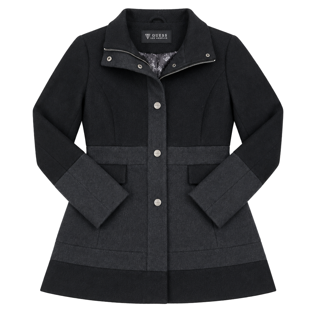 Guess Los Angeles Wool Blend Pea Coat Jacket Size XL Black 1
