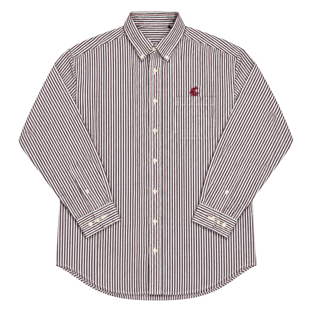 Vesi Sportswear Button-Down Shirt Size L Striped WSU Cougars 1