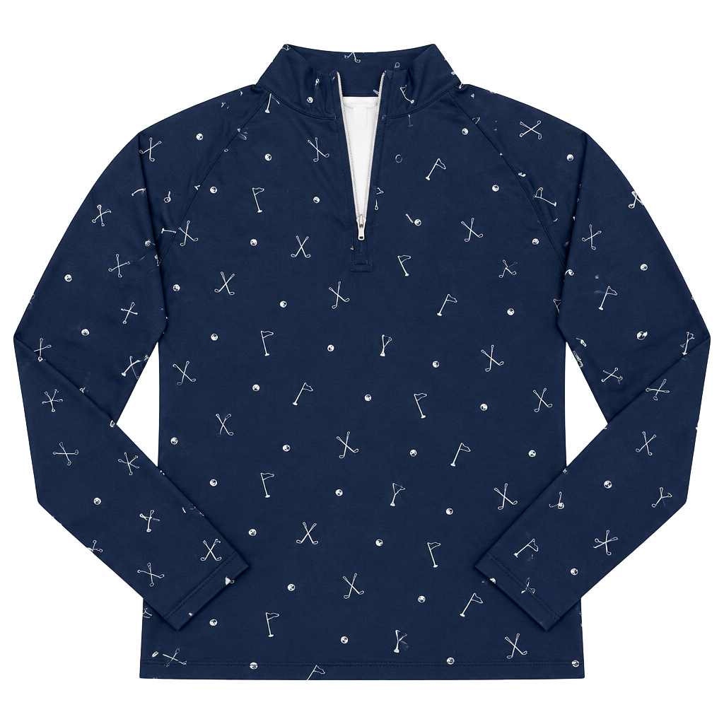 Lady Hagen Golf Pullover Size L Navy Blue Golf Print 1