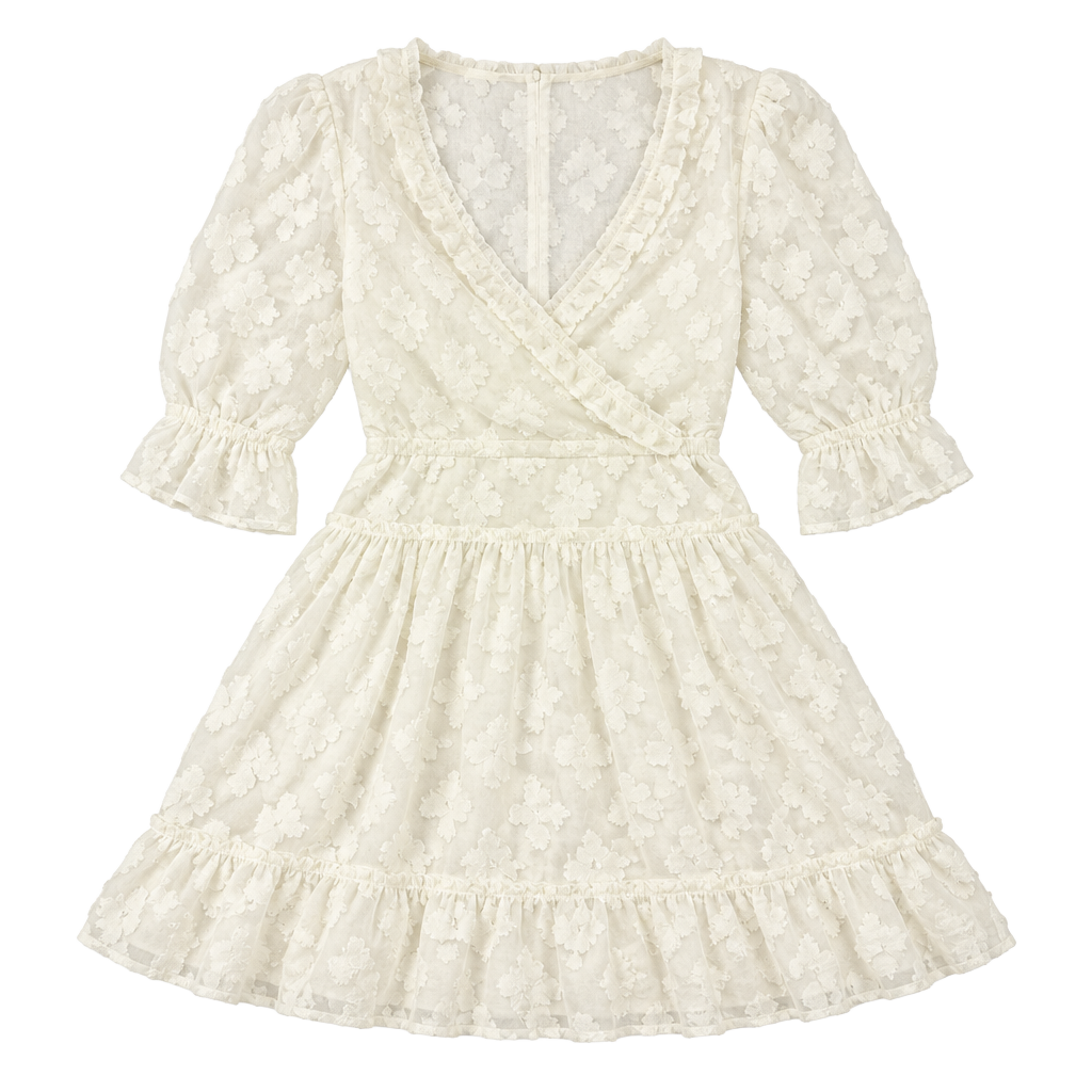 Boohoo Plus Woven Jacquard V Front Frill Mini Dress Size US 22 1