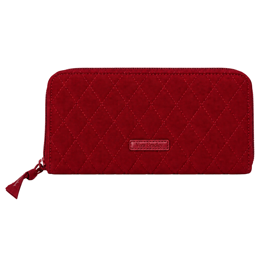 Vera Bradley Red Zip-Around Quilted Wallet, Floral Pattern, Card Organizer 1